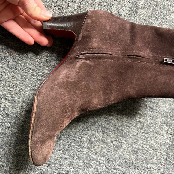 Louboutin Brown Suede Boots, size 38.5 - Picture 8 of 15